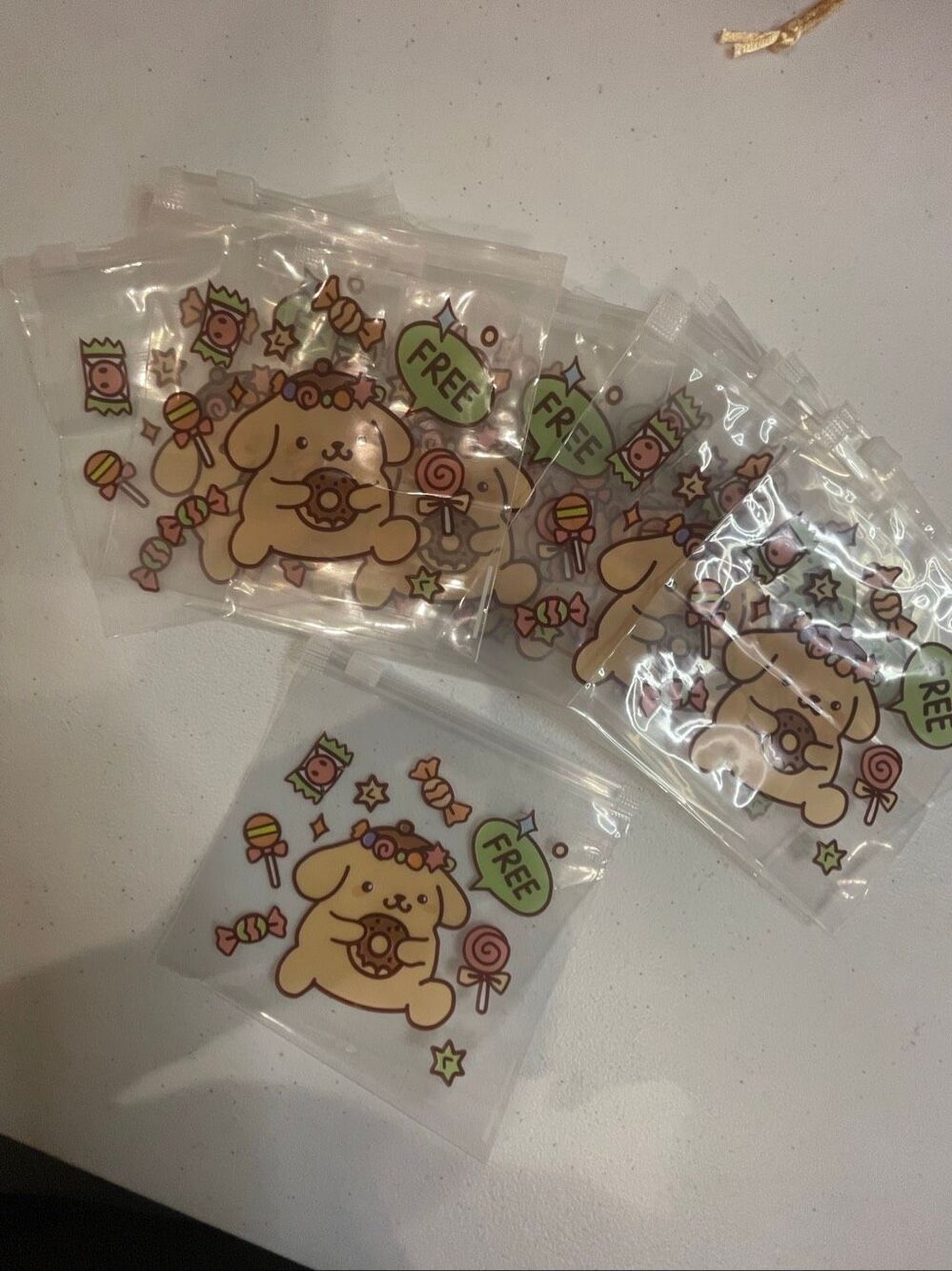 Sanrio Pompompurin Fancy Zip Bags 12 Pack 5” Clear Resealable Bags